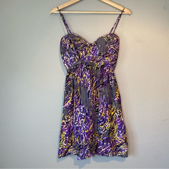 Parker Colorful Flare Silk Mini Sundress. Size S - Picture 1 of 15